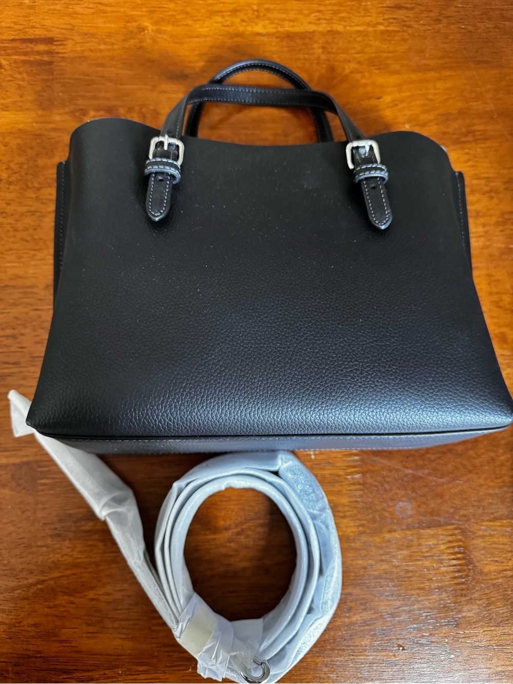 Coach Black Pebbled Leather Mini Tote with Burgundy Interior - Picture 2 of 4